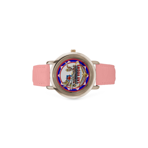 LasVegasIcons Poker Chip - Vegas Sign Women's Rose Gold Leather Strap Watch(Model 201)