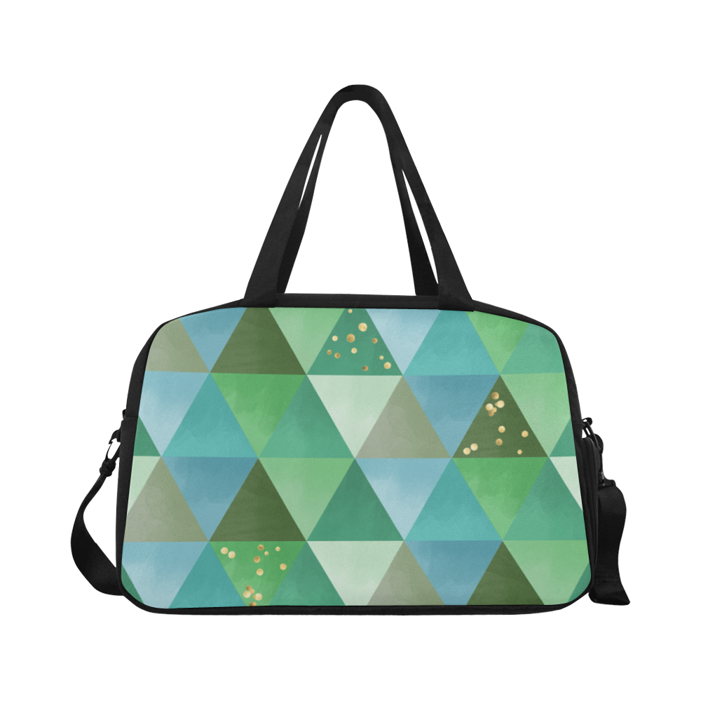 Triangle Pattern - Green Teal Khaki Moss Fitness Handbag (Model 1671)