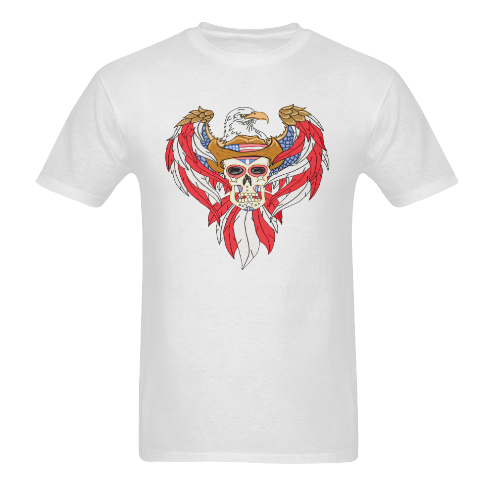 American Eagle Sugar Skull White Men's T-shirt in USA Size (Front Printing Only) (Model T02)