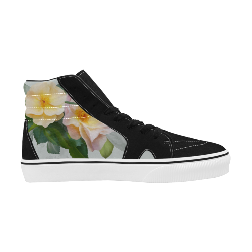 Wild Roses, floral watercolor Women's High Top Skateboarding Shoes (Model E001-1)