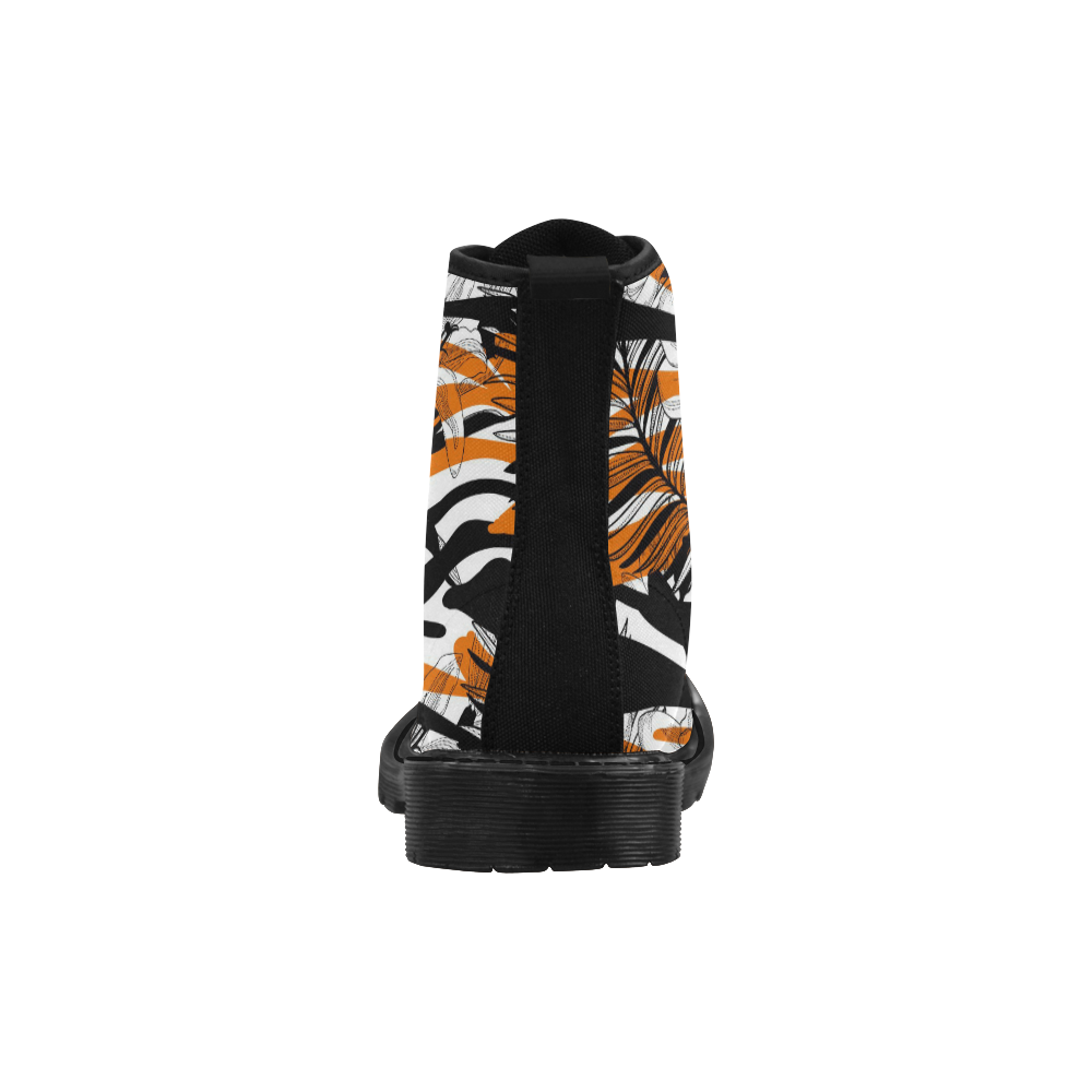 Floral Tiger Print Martin Boots for Men (Black) (Model 1203H)