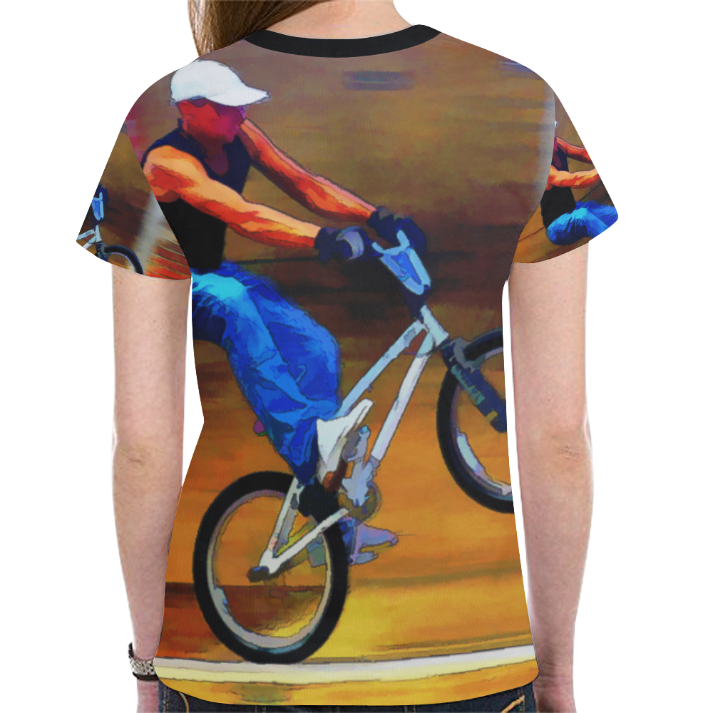 BMX Bike Stunts in the City New All Over Print T-shirt for Women (Model T45)