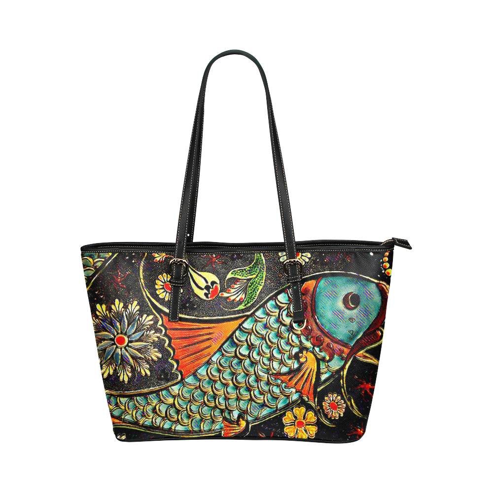 Pisces Leather Tote Bag/Small (Model 1651)