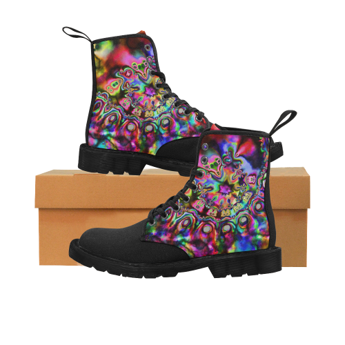 Energetic Rainbow Martin Boots for Women (Black) (Model 1203H)
