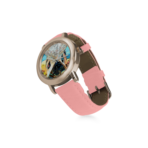 Flame Women's Rose Gold Leather Strap Watch(Model 201)