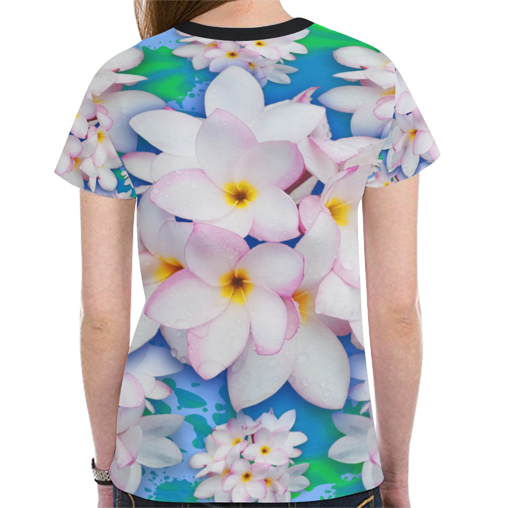 Plumeria Bouquet Exotic Summer Pattern New All Over Print T-shirt for Women (Model T45)