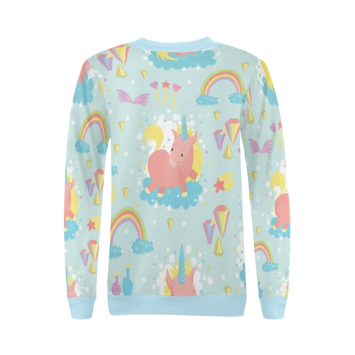 Unicorn And Rainbow Pattern All Over Print Crewneck Sweatshirt for Women (Model H18)