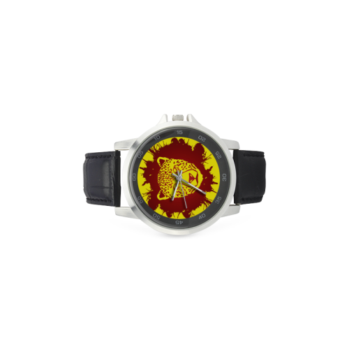 Yellow Cheetah Unisex Stainless Steel Leather Strap Watch(Model 202)