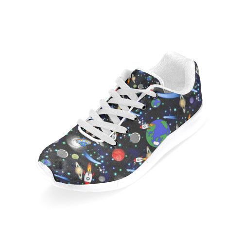 Galaxy Universe - Planets, Stars, Comets, Rockets (White Laces) Men’s Running Shoes (Model 020)