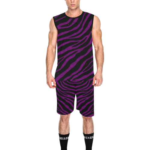 Ripped SpaceTime Stripes - Purple All Over Print Basketball Uniform