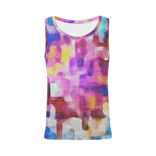 Blue pink watercolors All Over Print Tank Top for Women (Model T43)