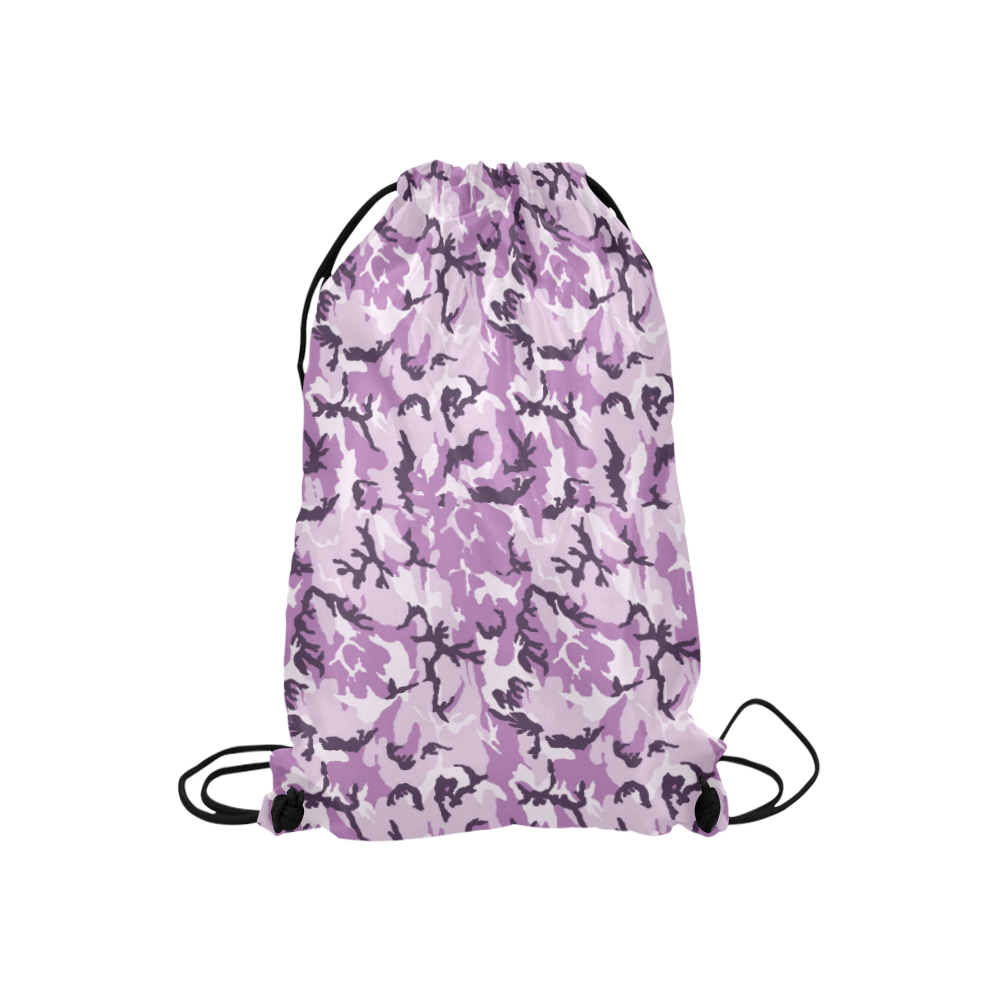 Woodland Pink Purple Camouflage Small Drawstring Bag Model 1604 (Twin Sides) 11"(W) * 17.7"(H)