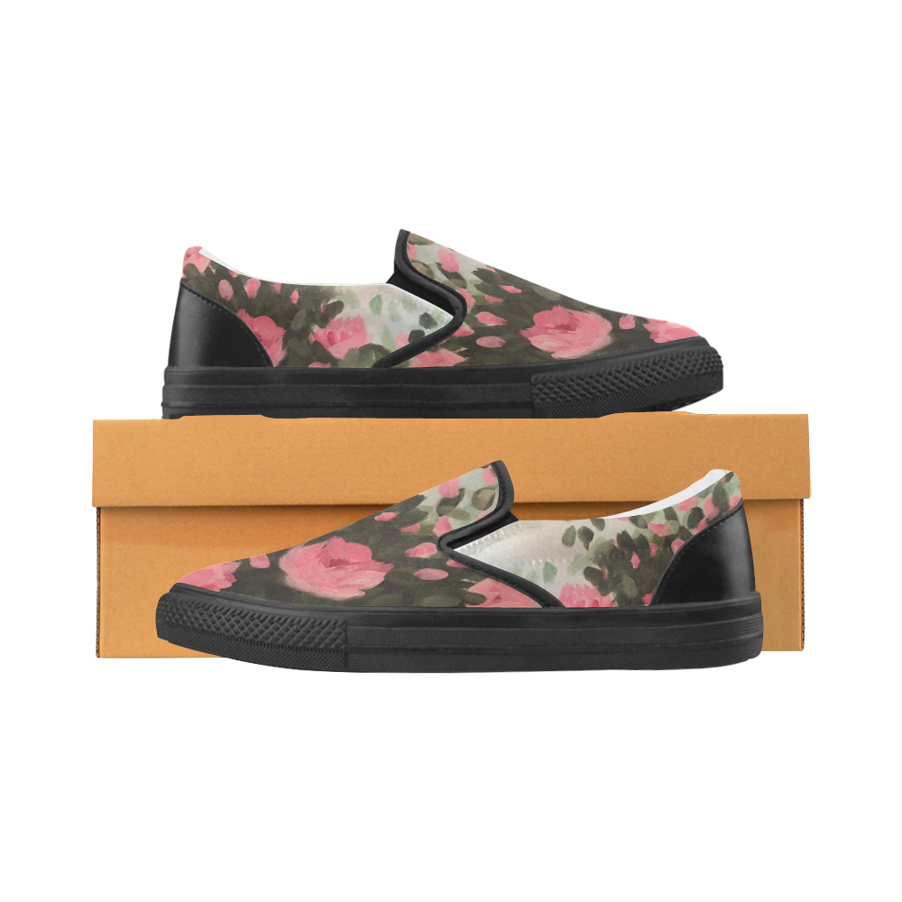 Roses & Bushes - Women's Unusual Slip-on Canvas Shoes (Model 019)
