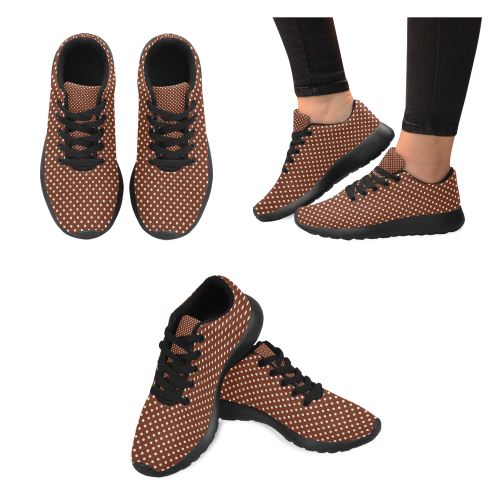 Brown polka dots Women’s Running Shoes (Model 020)