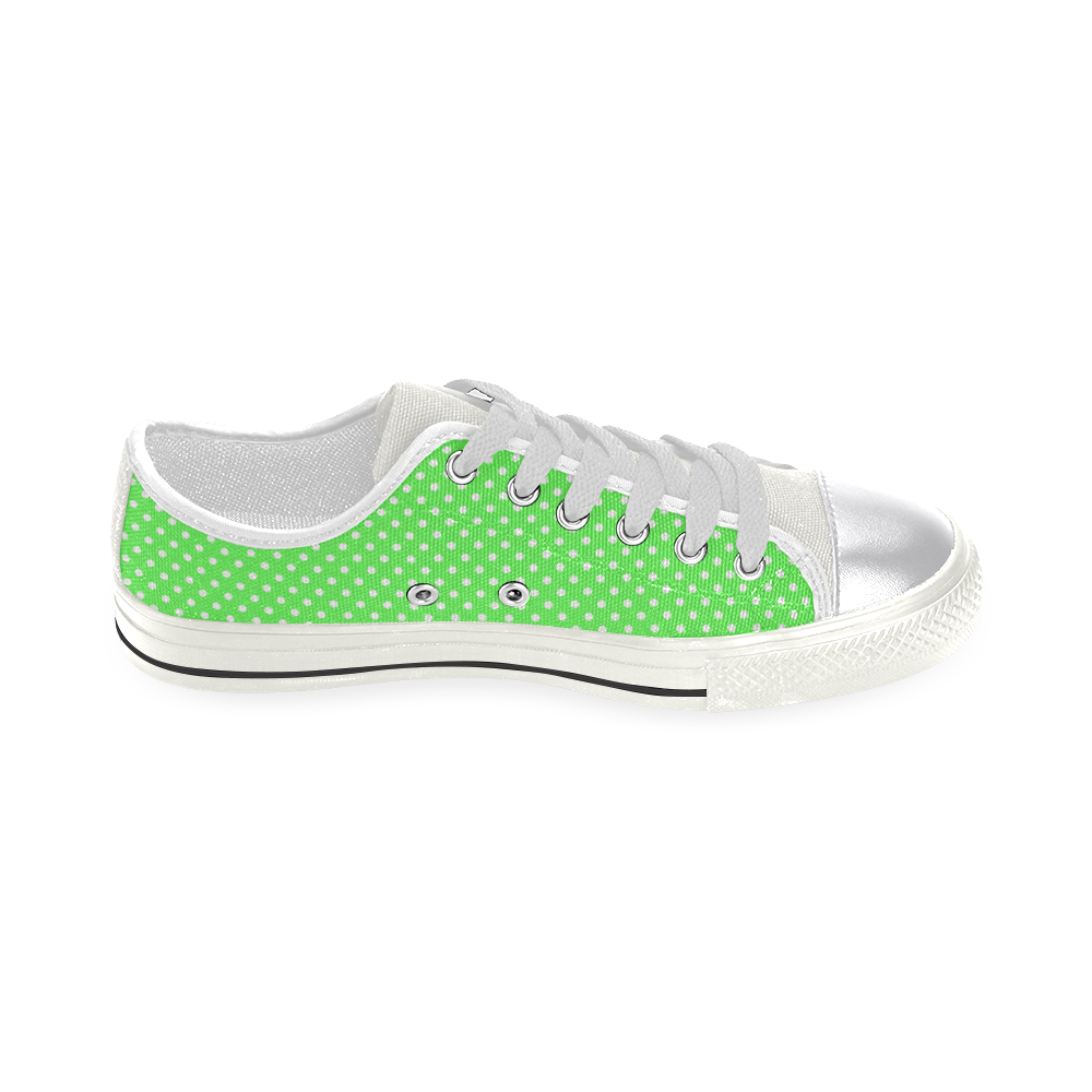 Eucalyptus green polka dots Canvas Women's Shoes/Large Size (Model 018)