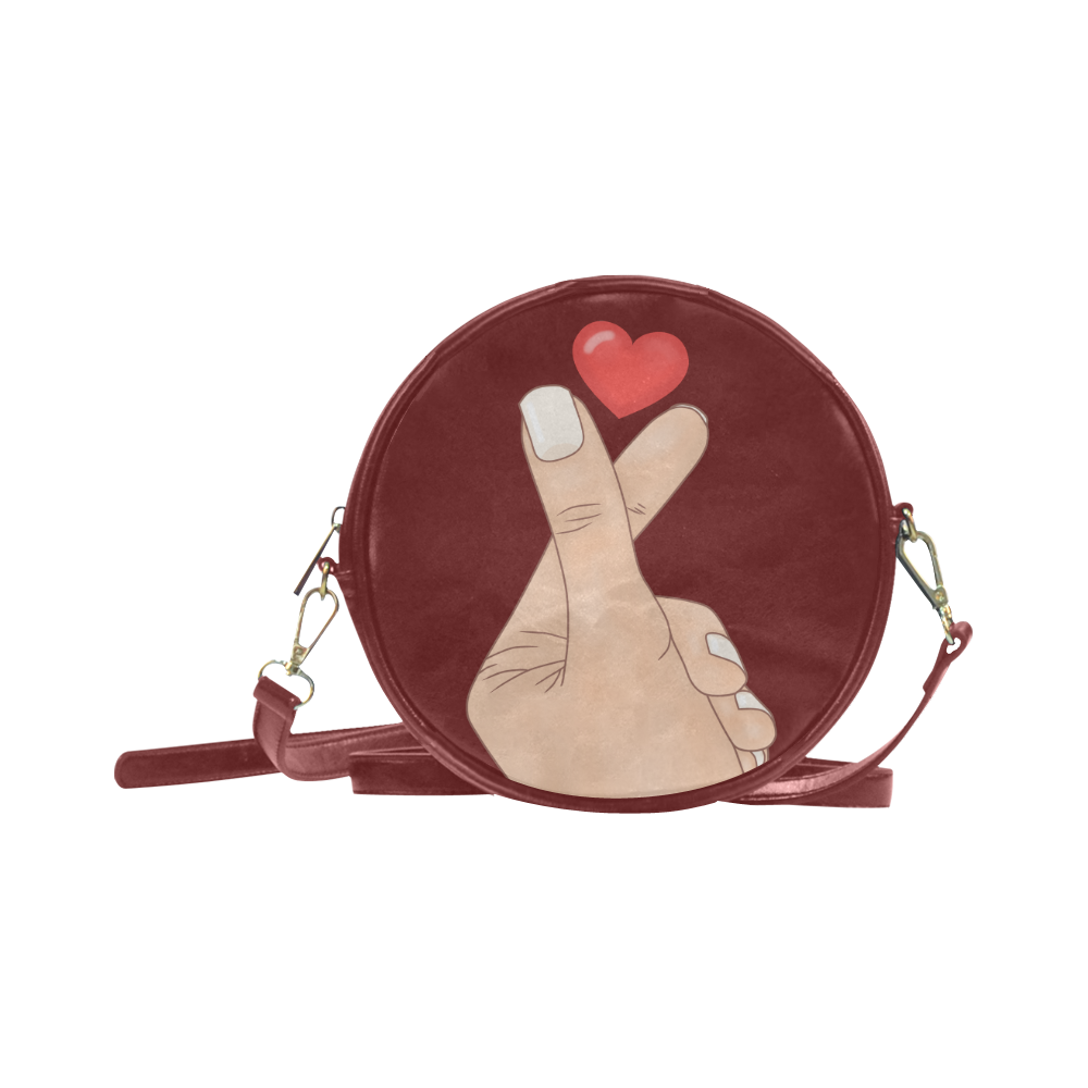 Hand With Finger Heart Round Sling Bag (Model 1647)