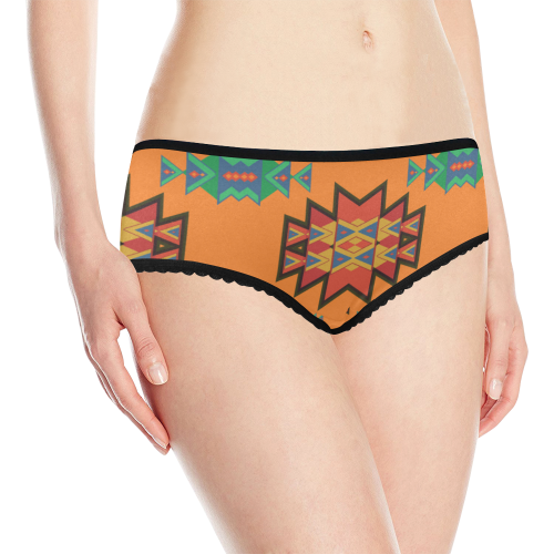 Misc shapes on an orange background Women's All Over Print Classic Briefs (Model L13)