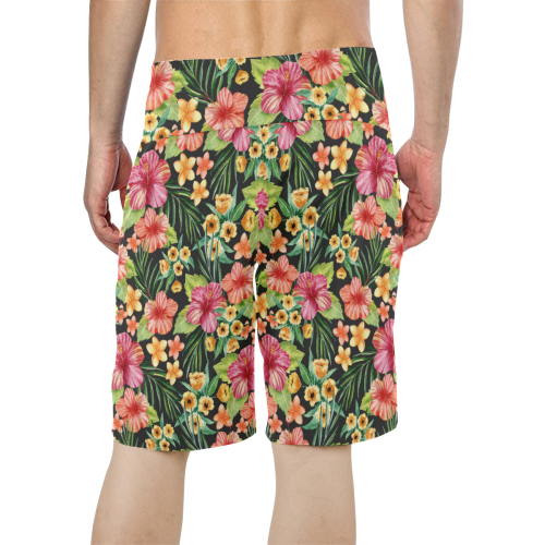 Awesome Tropical Hibiscus Men's All Over Print Board Shorts (Model L16)
