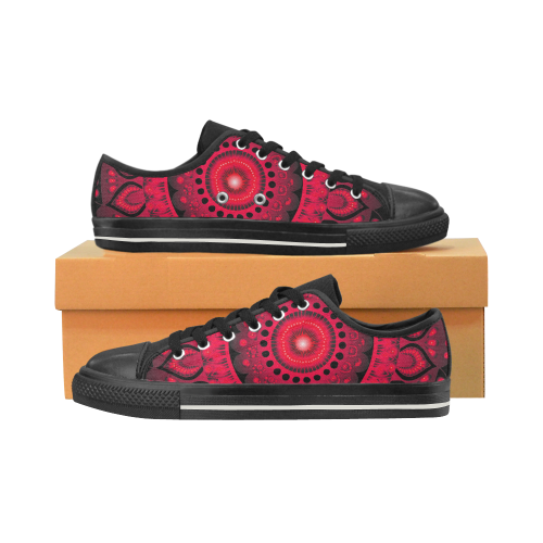 mandala 1 red black low canvas womens Women's Classic Canvas Shoes (Model 018)