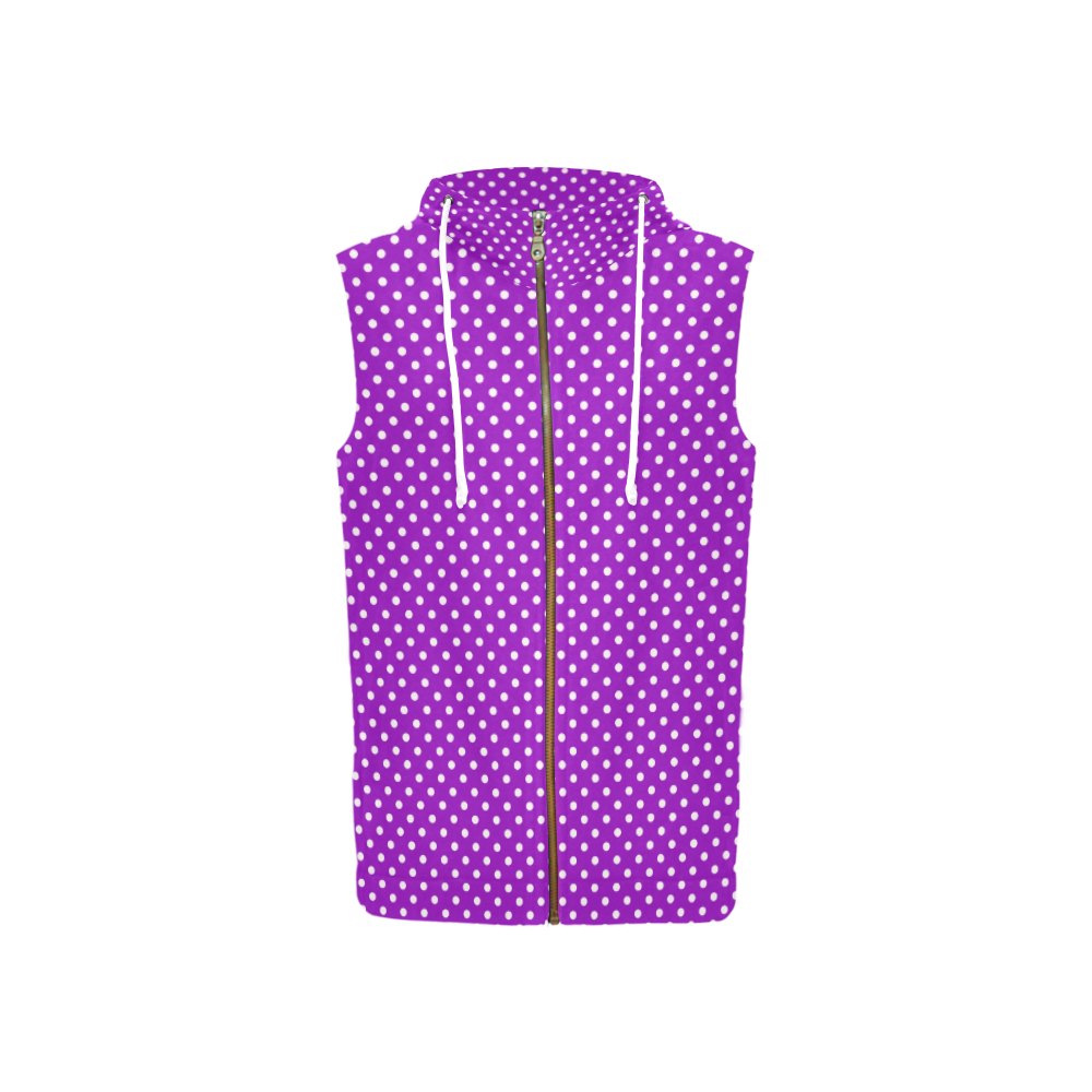 Lavander polka dots All Over Print Sleeveless Zip Up Hoodie for Women (Model H16)
