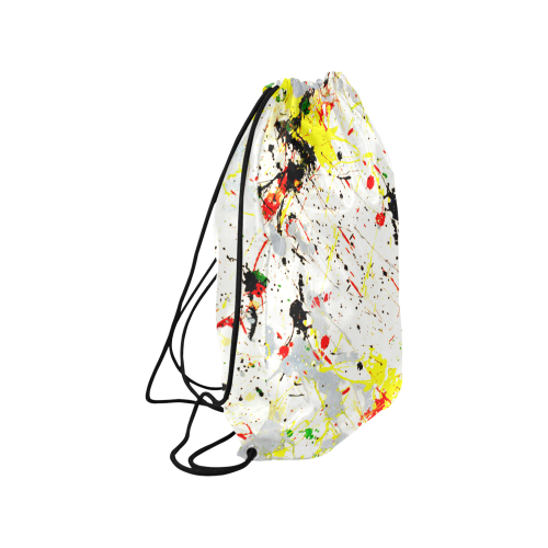 Yellow & Black Paint Splatter Medium Drawstring Bag Model 1604 (Twin Sides) 13.8"(W) * 18.1"(H)