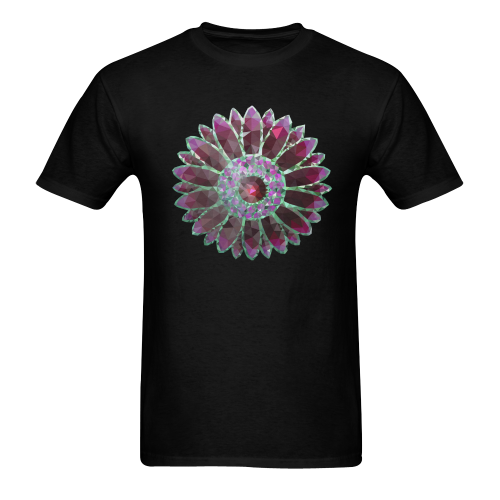 Purple, Violet Mosaic Flower Men's T-Shirt in USA Size (Two Sides Printing)