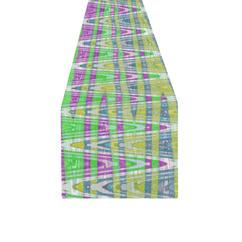 Colorful Pastel Zigzag Waves Pattern Table Runner 14x72 inch