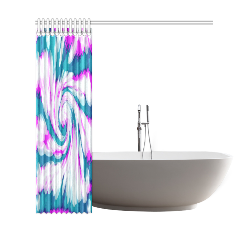 Turquoise Pink Tie Dye Swirl Abstract Shower Curtain 69"x70"