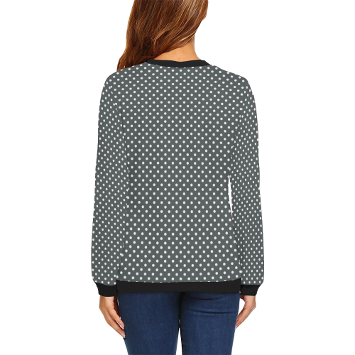 Silver polka dots All Over Print Crewneck Sweatshirt for Women (Model H18)