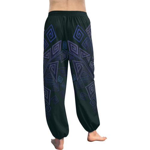 Psychedelic 3D Square Spirals - blue and violet Women's All Over Print Harem Pants (Model L18)