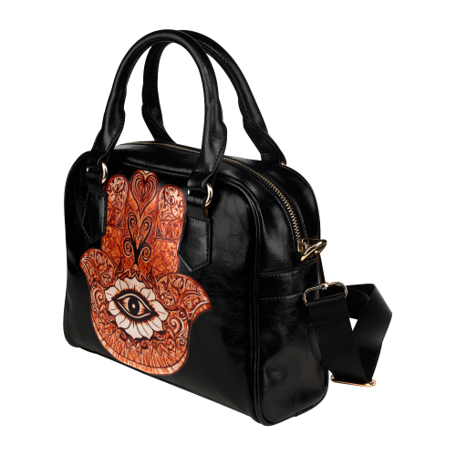 Orange Hamsa Mystic Leather Shoulder Handbag (Model 1634)