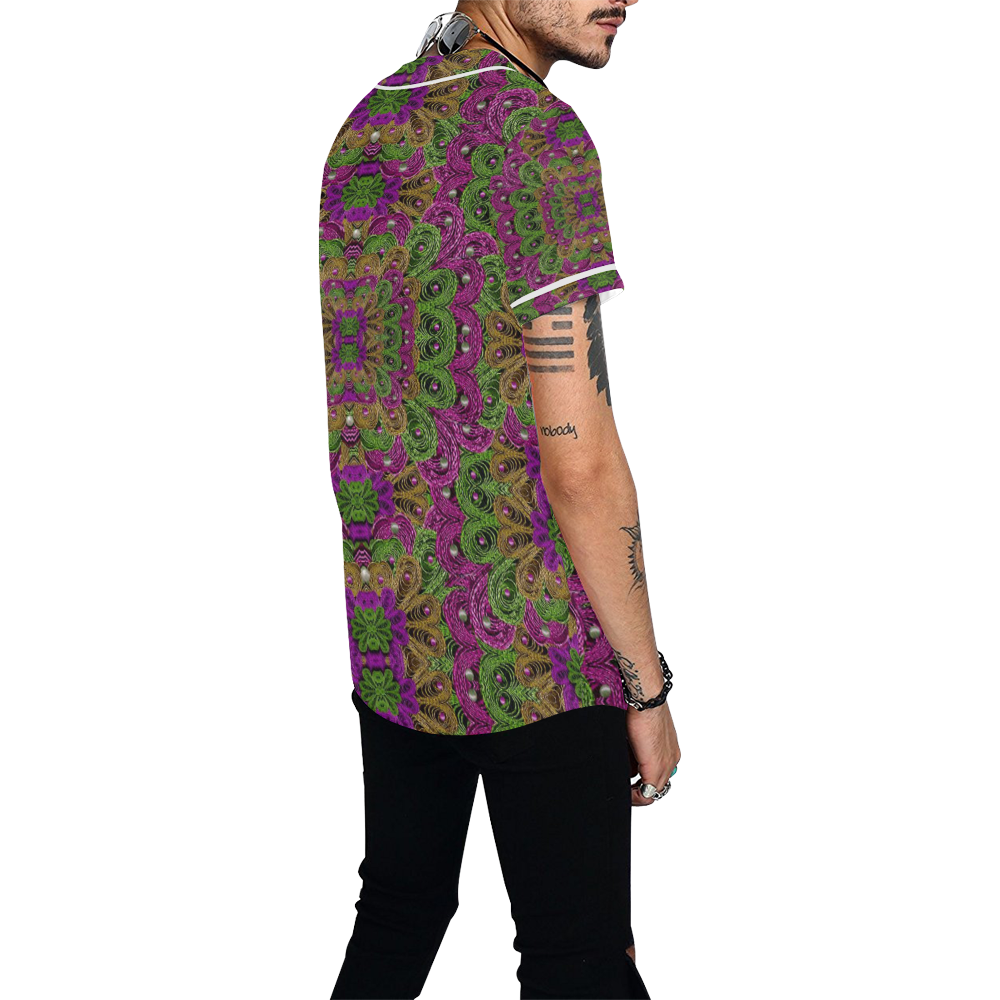 Peacock lace in the nature All Over Print Baseball Jersey for Men (Model T50)