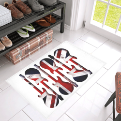 Union Jack British UK Flag Guitars on White Azalea Doormat 30" x 18" (Sponge Material)