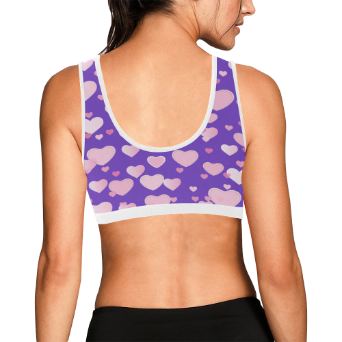 Hearts purple Women's All Over Print Sports Bra (Model T52)