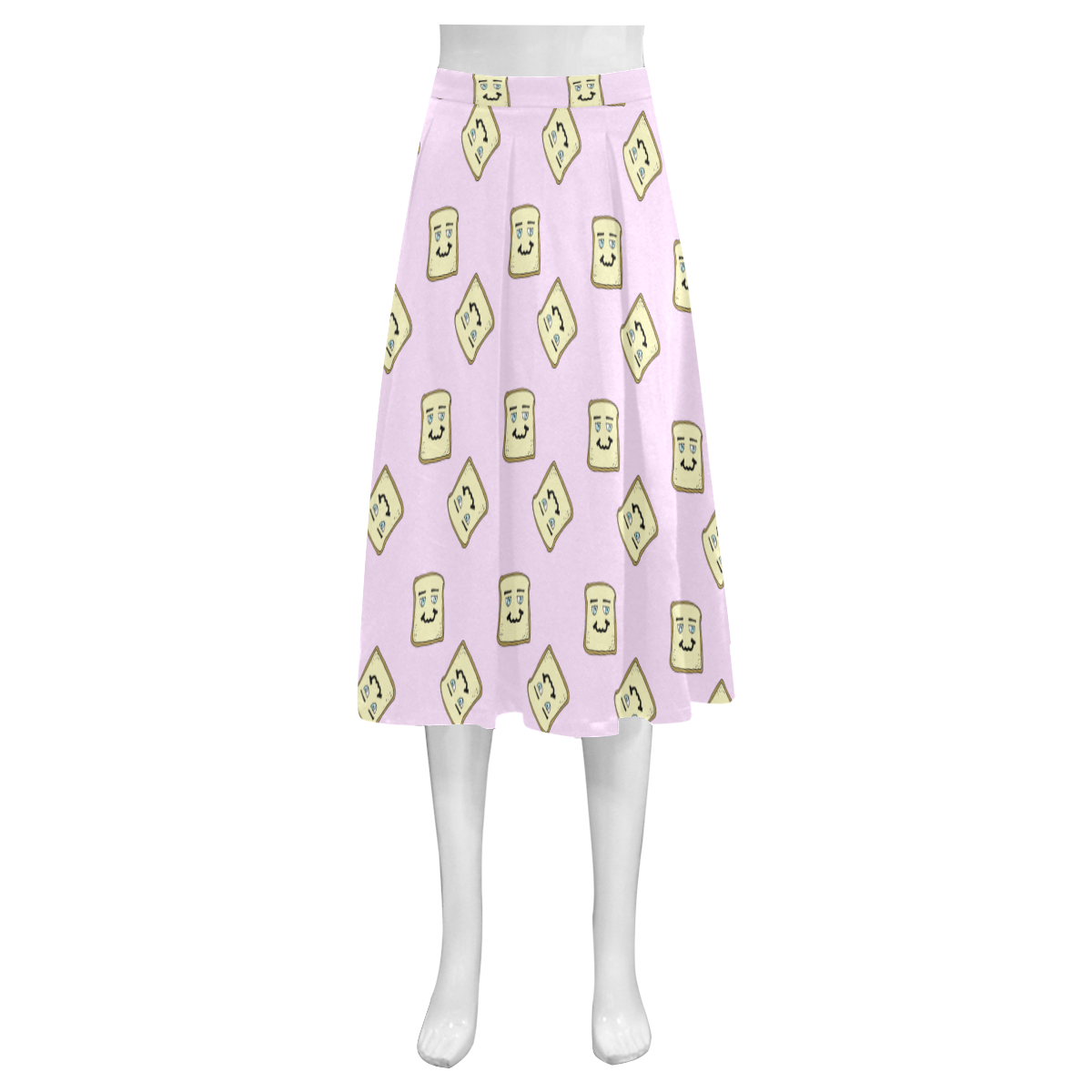 happy toast pink Mnemosyne Women's Crepe Skirt (Model D16)