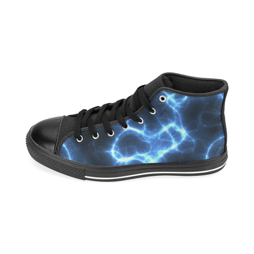 blue electric High Top Canvas Shoes for Kid (Model 017)
