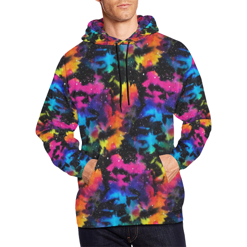 Tie Dye Rainbow Galaxy All Over Print Hoodie for Men/Large Size (USA Size) (Model H13)