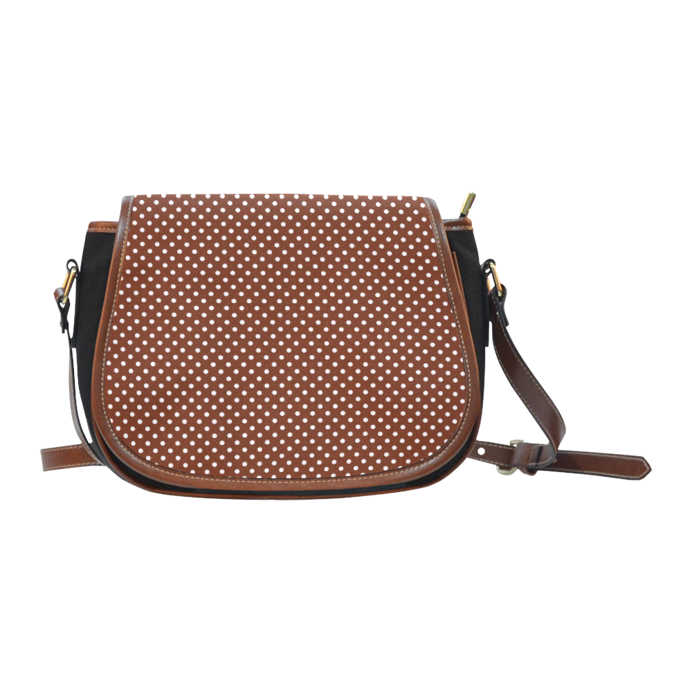 Brown polka dots Saddle Bag/Small (Model 1649)(Flap Customization)