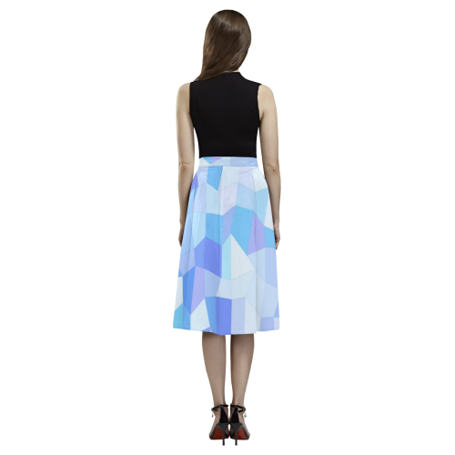 Bright Blues Mosaic Aoede Crepe Skirt (Model D16)