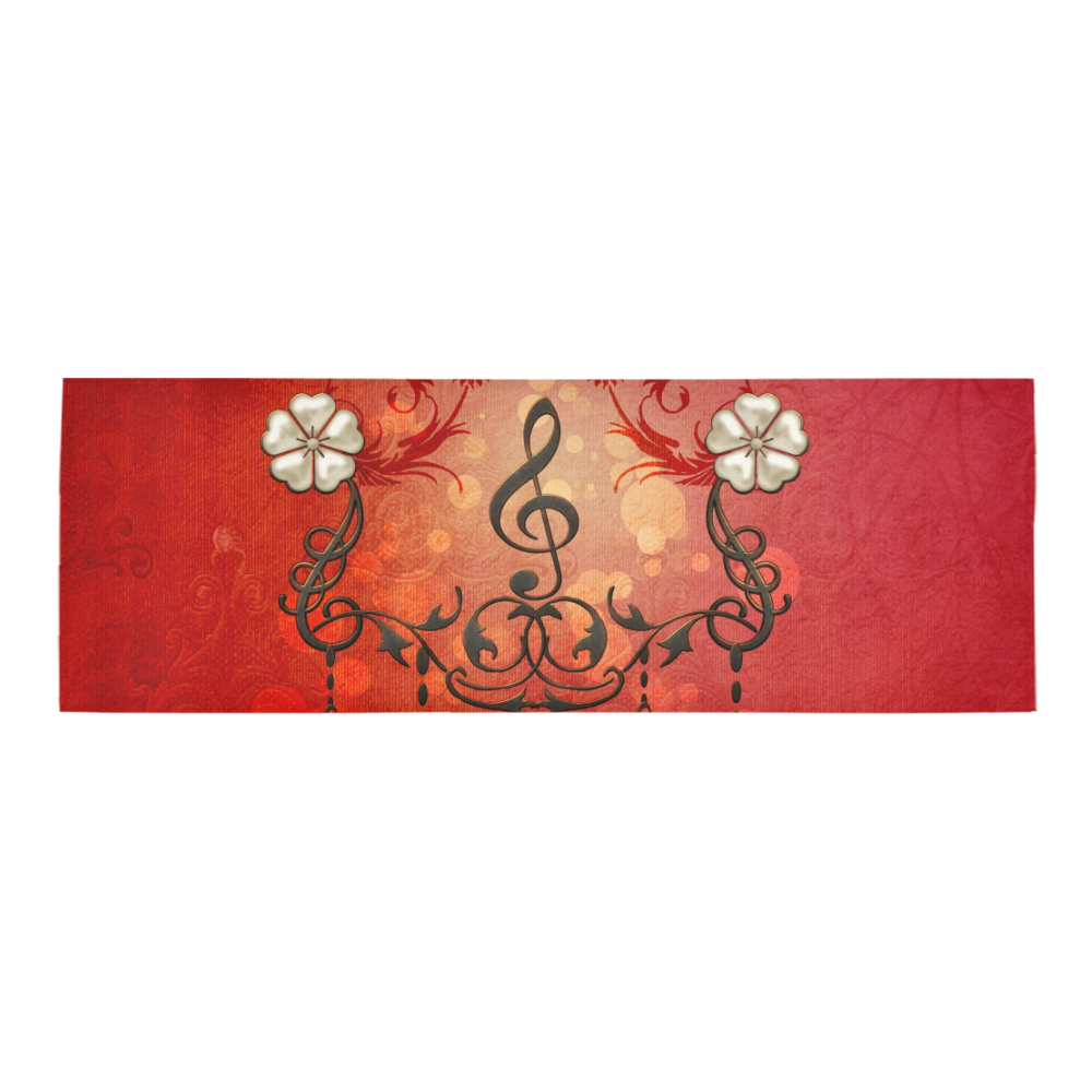 Music clef with floral design Area Rug 10'x3'3''