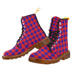 Red and Blue Checkered Martin Boots For Women Model 1203H