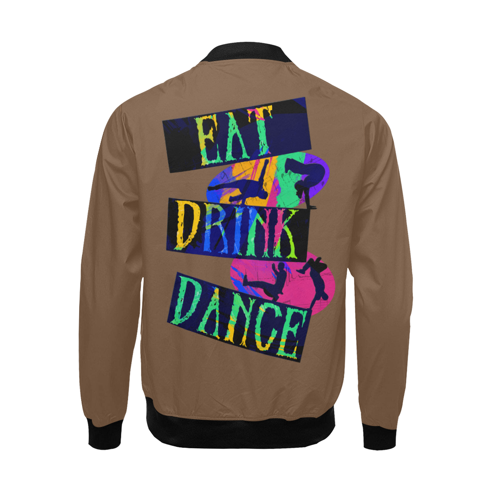 Break Dancing Colorful / Brown All Over Print Bomber Jacket for Men/Large Size (Model H19)