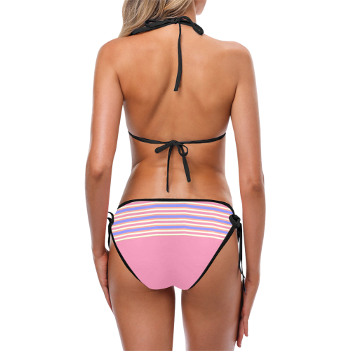 Retro TubeTop Pink Multi Custom Bikini Swimsuit (Model S01)
