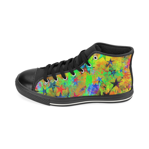 stars and texture colors High Top Canvas Shoes for Kid (Model 017)