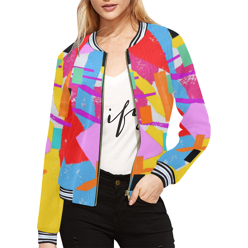 CONFETTI NIGHTS 2A All Over Print Bomber Jacket for Women (Model H21)