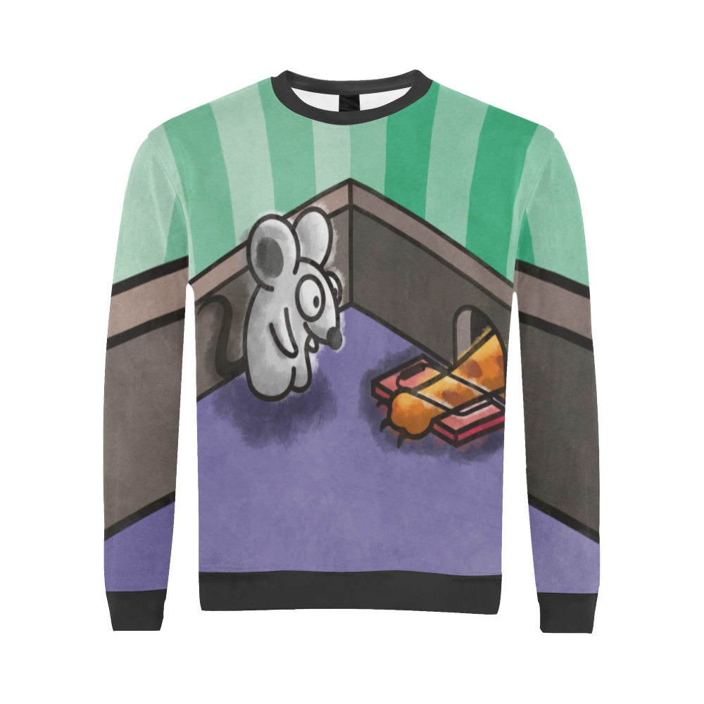Dumb Cat All Over Print Crewneck Sweatshirt for Men/Large (Model H18)