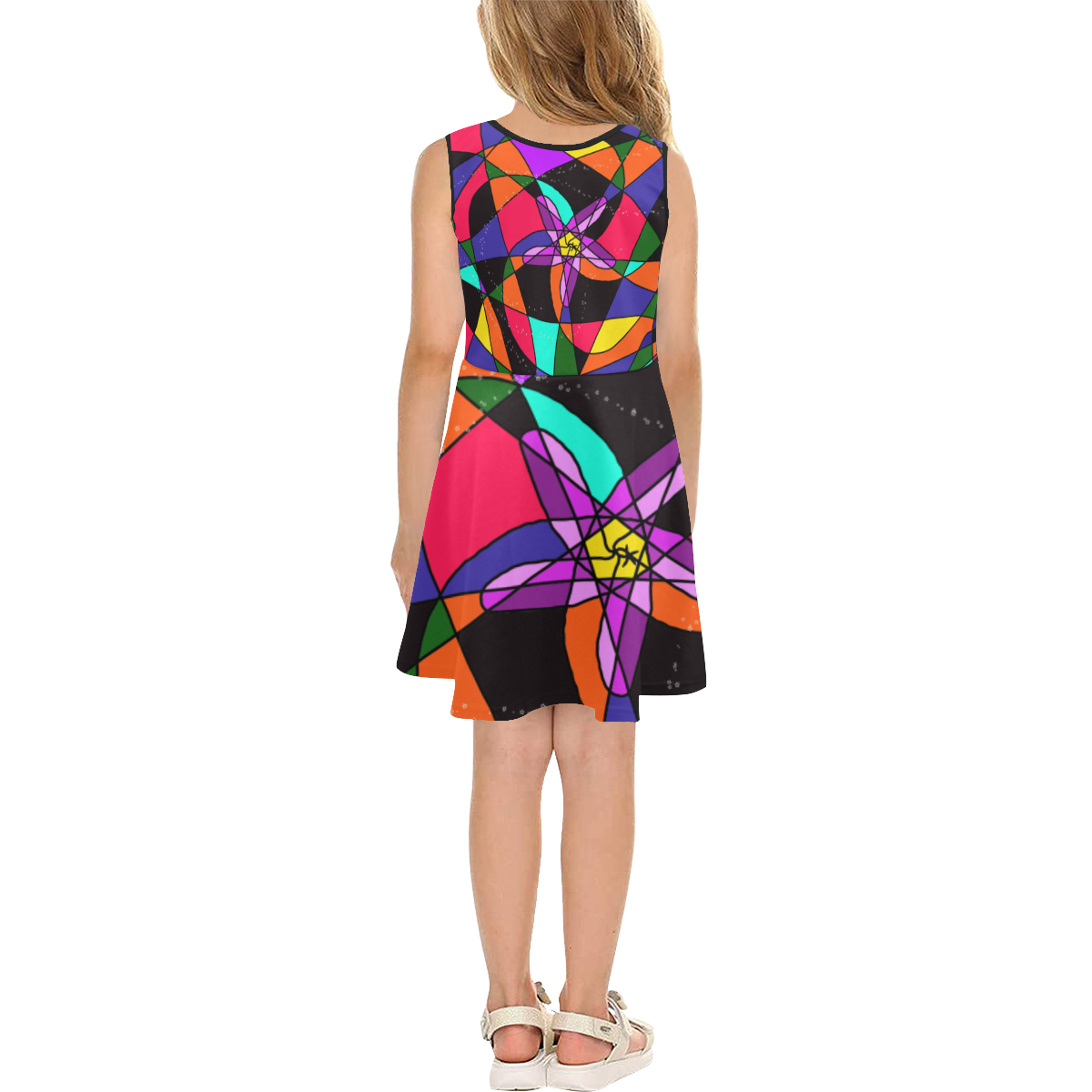Abstract Design S 2020 Girls' Sleeveless Sundress (Model D56)