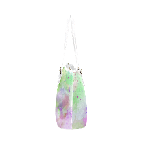 KEEP ON DREAMING - lilac and green Leather Tote Bag/Small (Model 1651)
