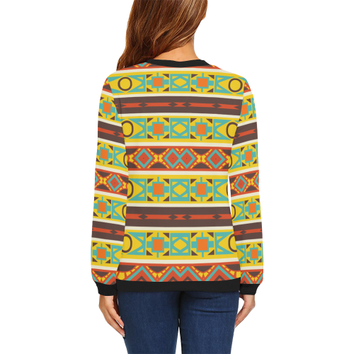 Ovals rhombus and squares All Over Print Crewneck Sweatshirt for Women (Model H18)