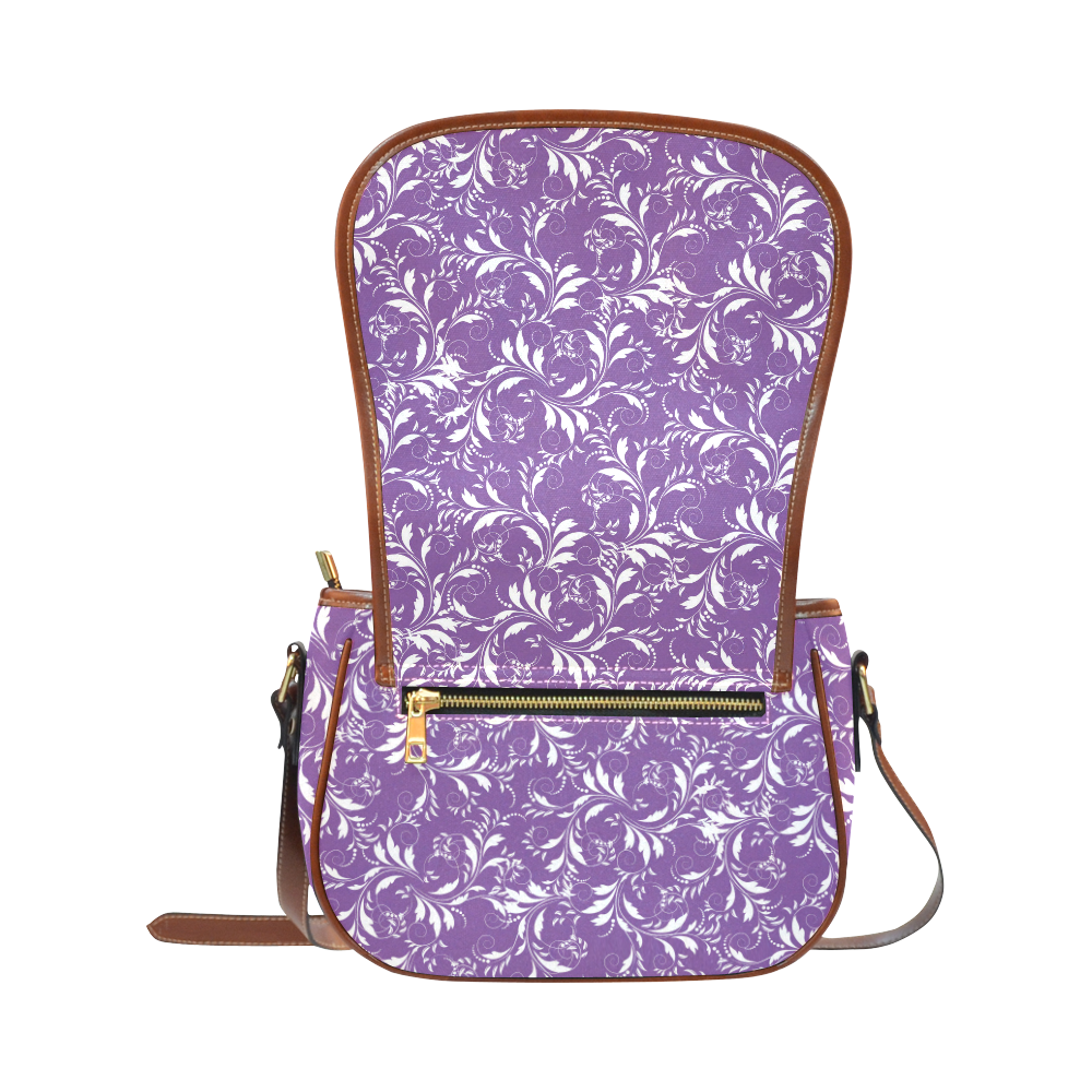 Fancy Floral Pattern Saddle Bag/Small (Model 1649) Full Customization